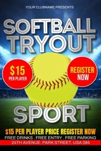 Softball Tryout Ads Plakkaat template