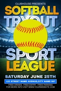 Softball Tryout Ads Plakkaat template