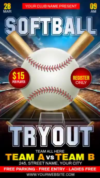 Negro Softball Tryout Event Reel Instagram Template