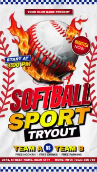 White Softball Tryout Event รีลบน Instagram Template