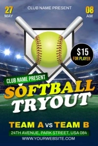 Softball Tryout 海报 template