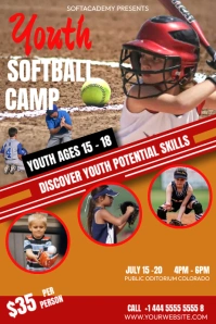softball youth camp flyer template Póster
