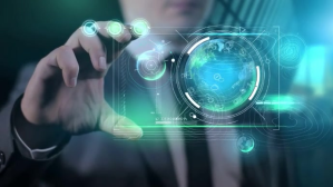 蓝绿色 Futuristic Business Concept Foto di copertina del canale YouTube Template