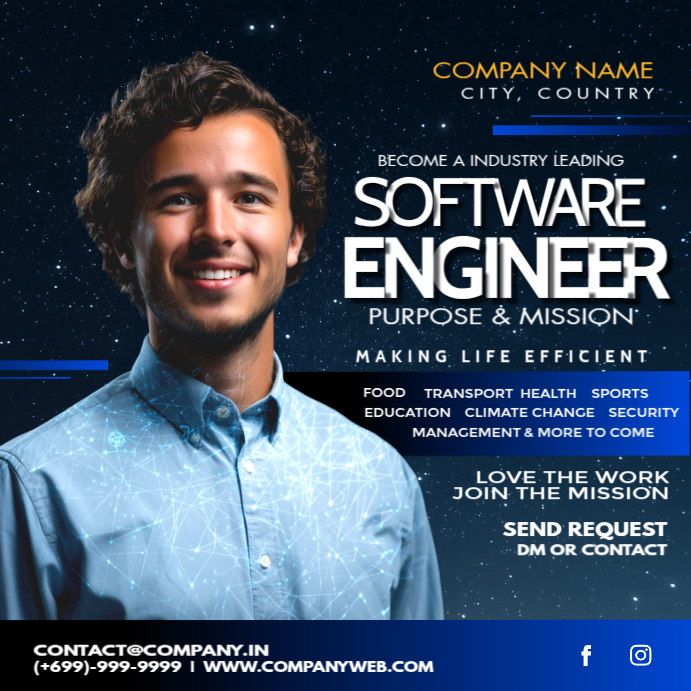 Copy of Software Engineer Hiring Post Template | PosterMyWall