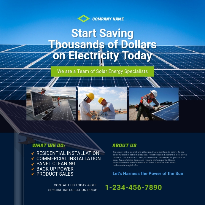 Solar Package Post Solar Energy Company Instagram Post Template | PosterMyWall