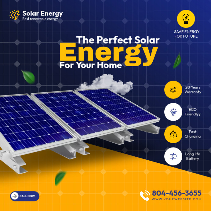 Energy Post solar energy post template yellow color | PosterMyWall