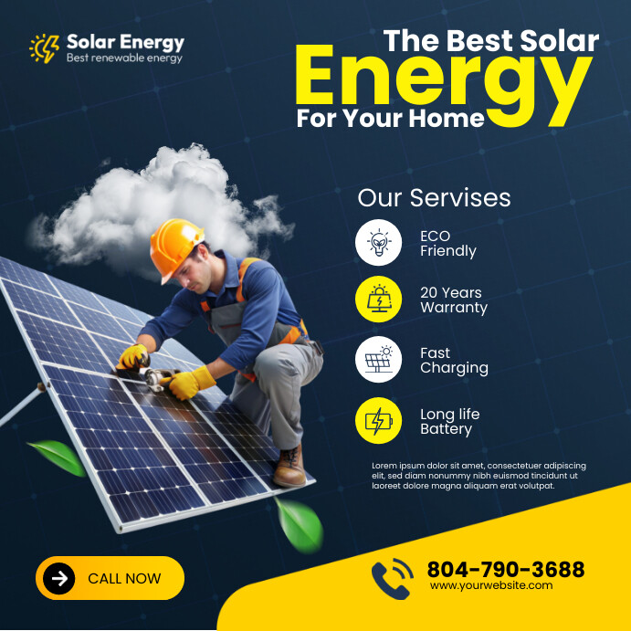 Michelle Hack Solar Graphics Solar Energy Promotion Square Template | PosterMyWall