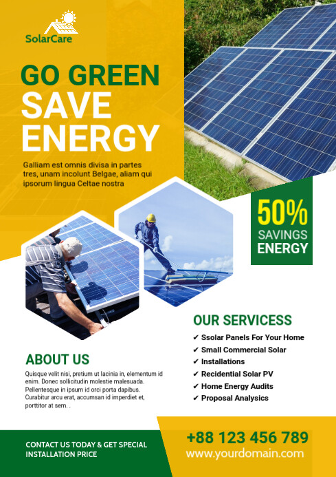 Solar Dealflyer Copy of Solar Energy Service Flyer | PosterMyWall