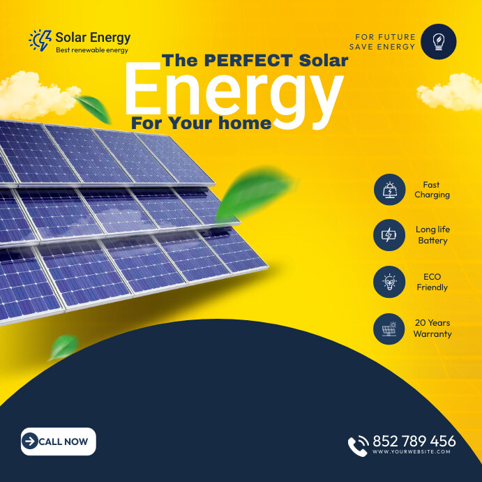Solar Post Edit Solar energy social media post template | PosterMyWall