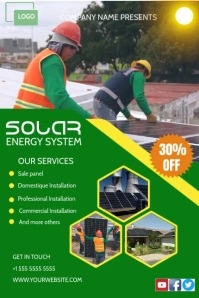 solar energy system business flyer template Banner 4' × 6'