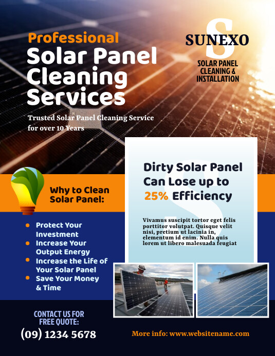 Solar Panel Cleaning Flyer Template PosterMyWall