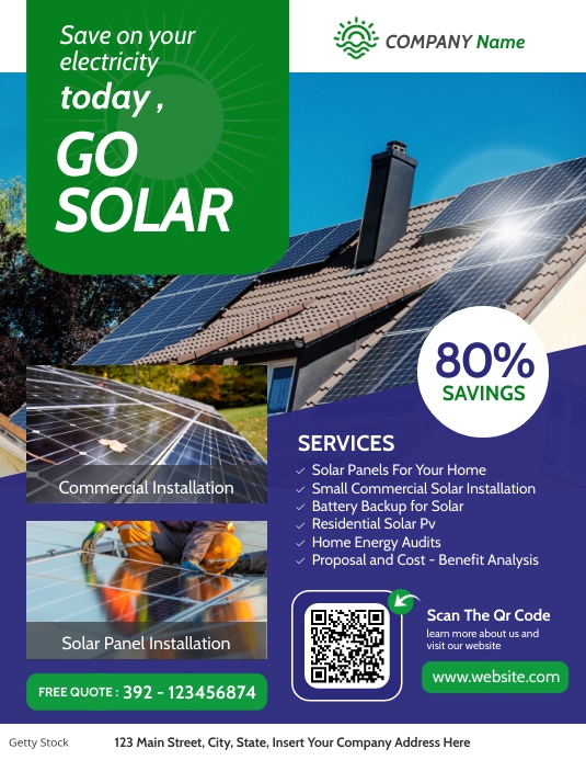 Solar Panel Advert solar panel company advertising flyer service Template | PosterMyWall