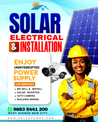 Solar panel electrical installation cctv camera electrician services company advert flyer template Instagram Portrait