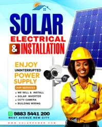 Solar panel electrical installation cctv camera electrician services company advert flyer template Instagram Portrait