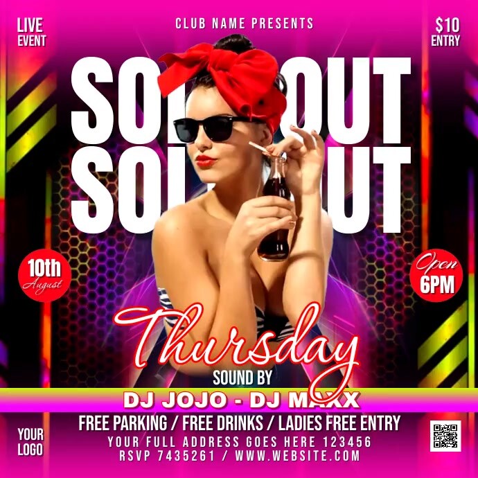 sold out Night Party Template | PosterMyWall