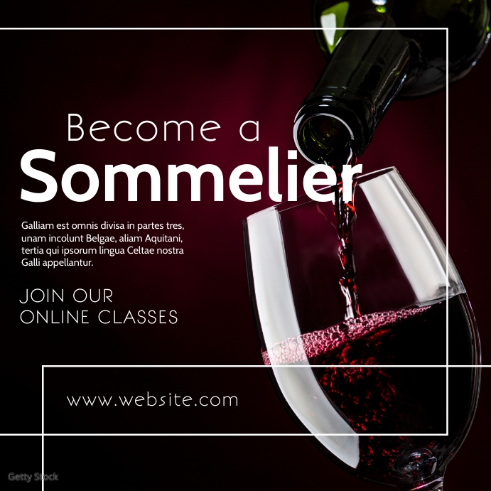 sommelier classes advertising template design Publicação no Instagram