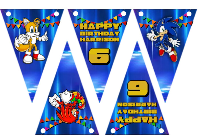 Sonic Birthday Bunting Template | PosterMyWall sonic-birthday-bunting-template-postermywall