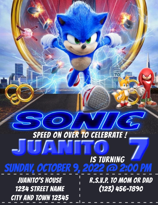 Sonic birthday invitation 2 Folder (US Letter) template