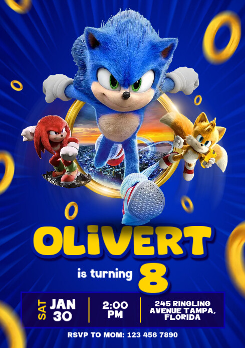 Sonic Birthday Invitation Template