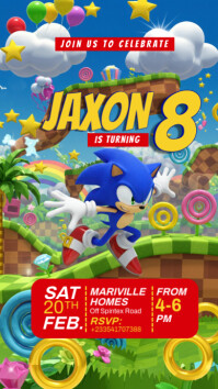 Sonic Birthday Invitation Digital Display (9:16) template