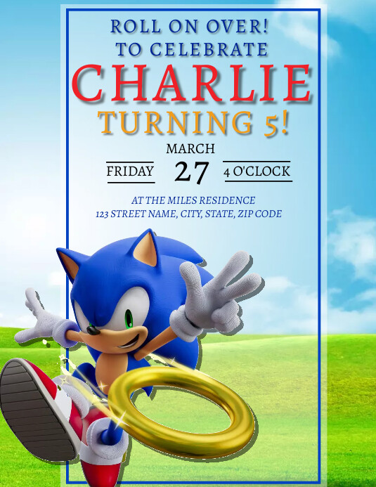 SONIC Birthday Party Invitation Template PosterMyWall
