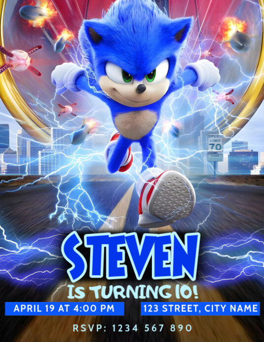 Sonic Rave Flyer Sonic Birthday Template | PosterMyWall