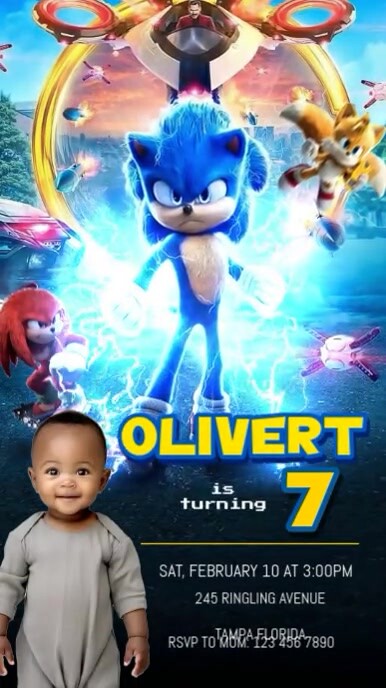 sonic birthday video invitation (1) Ekran reklamowy (9:16) template