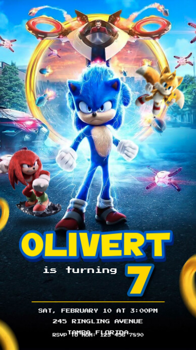 sonic birthday video invitation (1) Ekran reklamowy (9:16) template