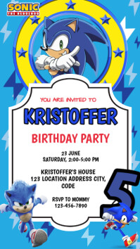 Sonic Instagram Birthday Invitation Template Digital Display (9:16)