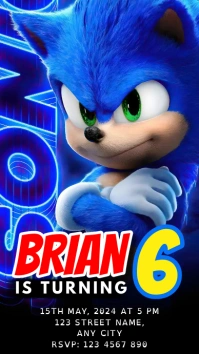 Sonic Kids Birthday Digital Display (9:16) template