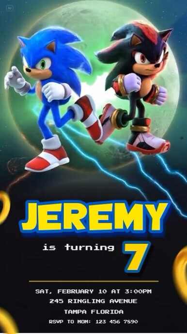 sonic video birthday invitation Instagram Reel template