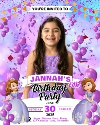 SOPHIA THE FIRST THEME BIRTHDAY INVITATION FOR KIDS Instagram Portrait template