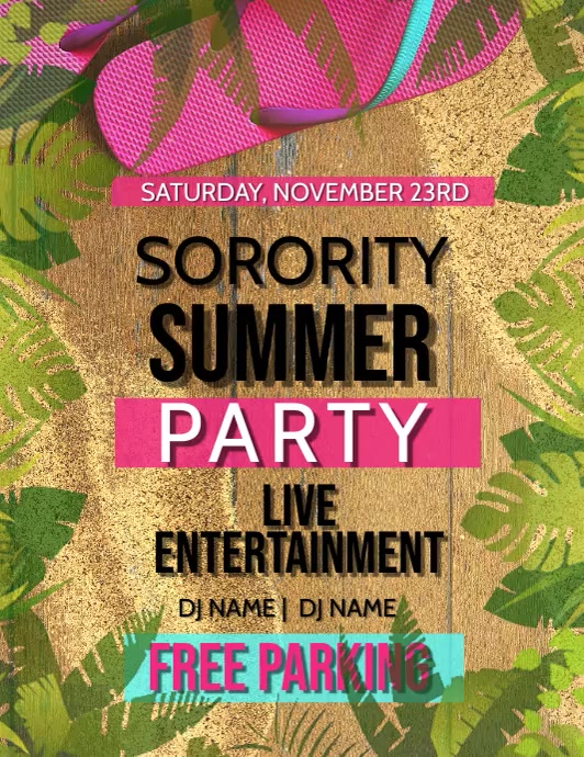 Sorority College Summer Party Flyer Template