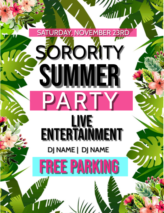 Sorority College Summer Party Flyer Template Postermywall