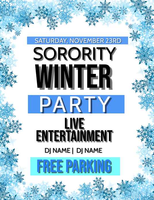 Sorority College Winter Party Flyer Template Postermywall