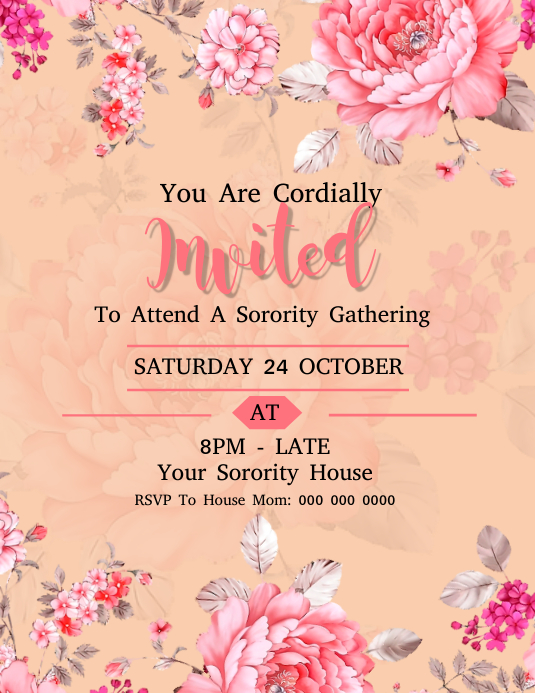 Sorority Party Event Invitation Template Postermywall
