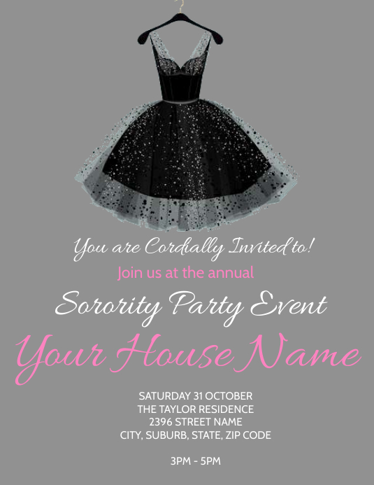 Sorority Party Invitation Template Postermywall