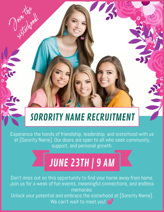 Sorority Flyer Template Printable | PosterMyWall