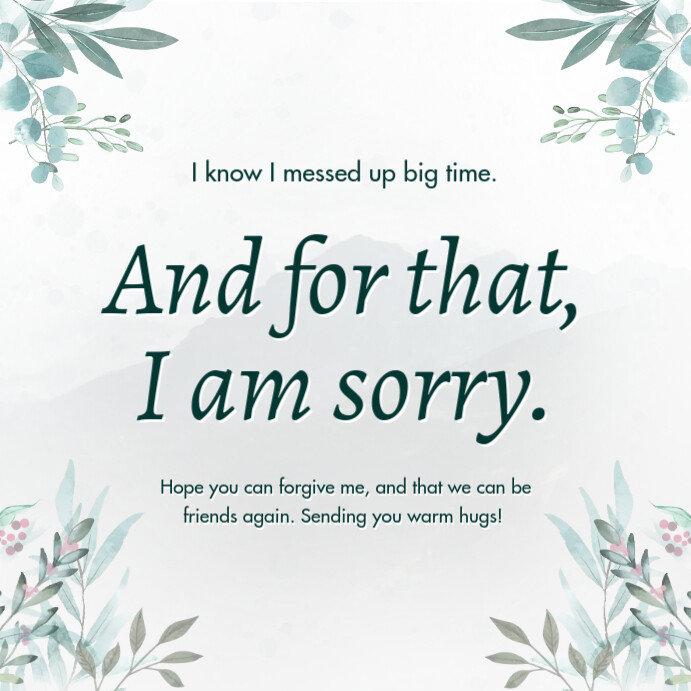 Sorry Greeting Card Instagram Post Template | PosterMyWall