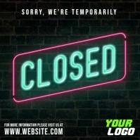 Sorry we're temporarily closed covid-19 video Square (1:1) template