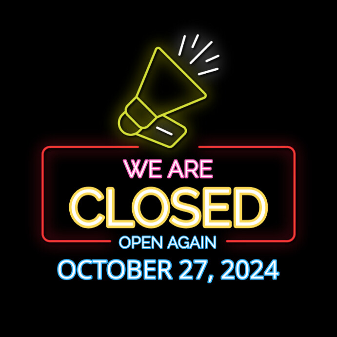 Copy of Sorry we're closed temporary and open again very soon ...