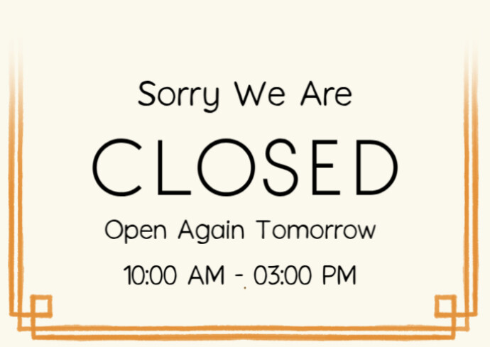 Sorry we are closed Postcard template