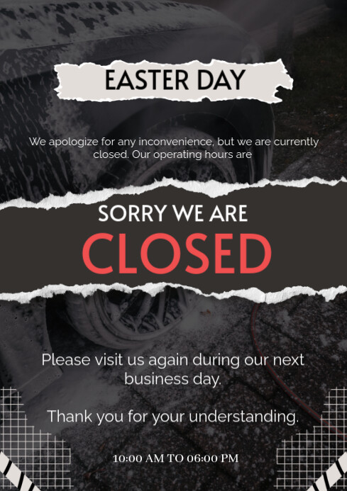 Sorry we are closed A4 template