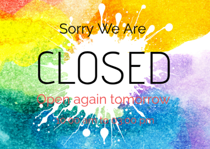 Sorry we are closed Postcard template