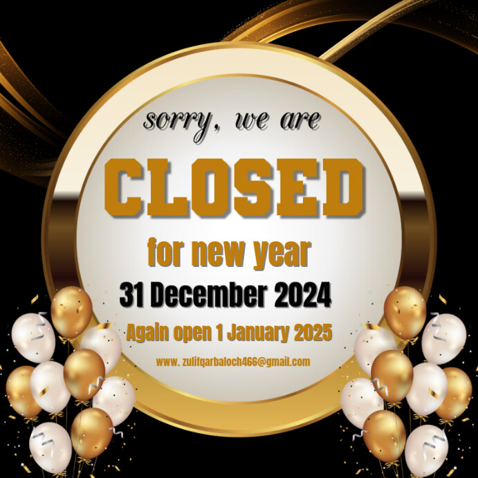Sorry we are closed for new years Instagram Plasing template