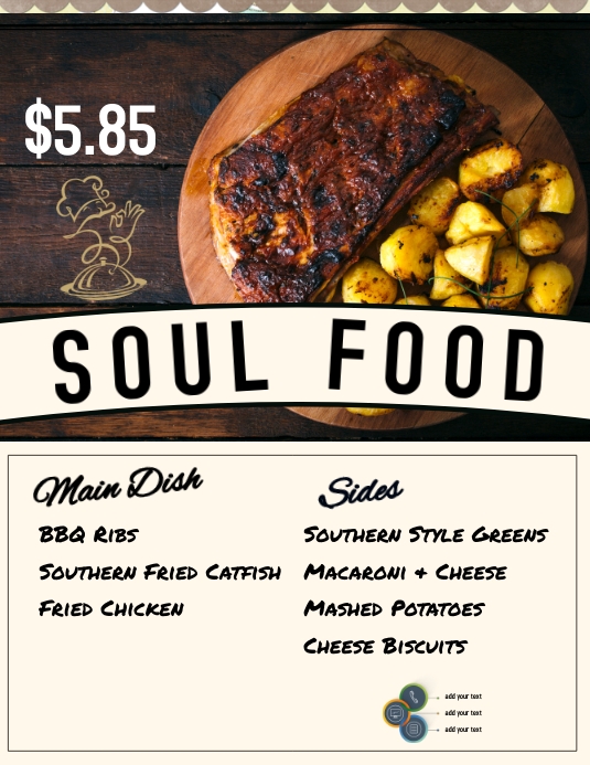 Soul Food Menu Flyer Volantino (US Letter) template