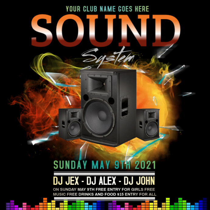 Sound System Layout Design Rave Party sound system Template | PosterMyWall