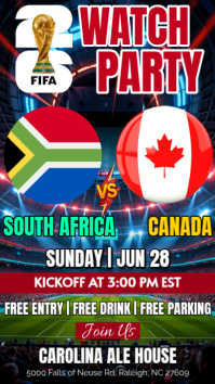 South Africa Vs Canada FIFA World Cup 2026 Watch Party Instagram Story Template