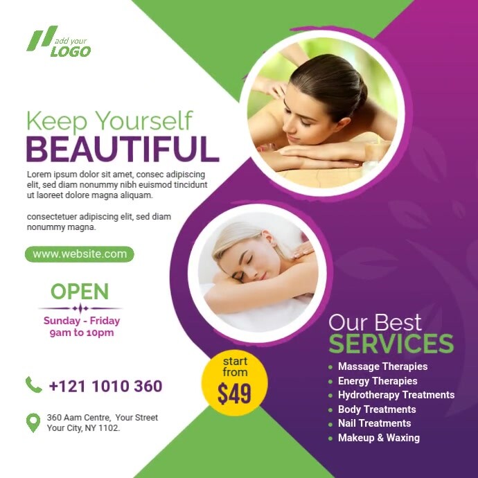 Spa & Beauty Care Center Ads Template | PosterMyWall