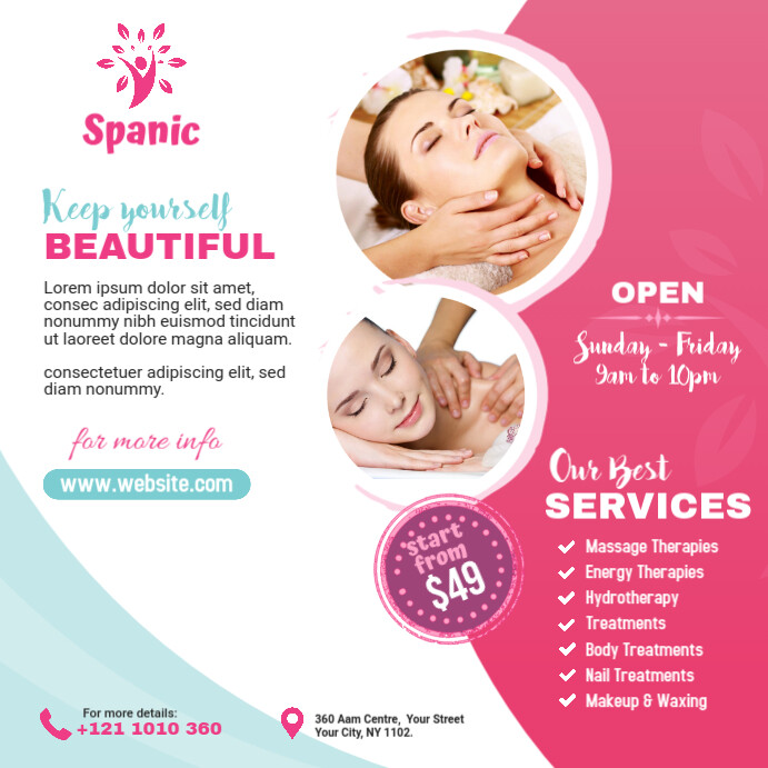 Spa & Beauty Care Center Ads Wpis na Instagrama template